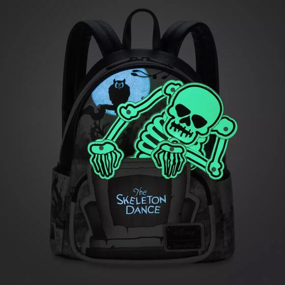 The Skeleton Dance Glow-in-the Dark Loungefly Mini Backpack NWT
